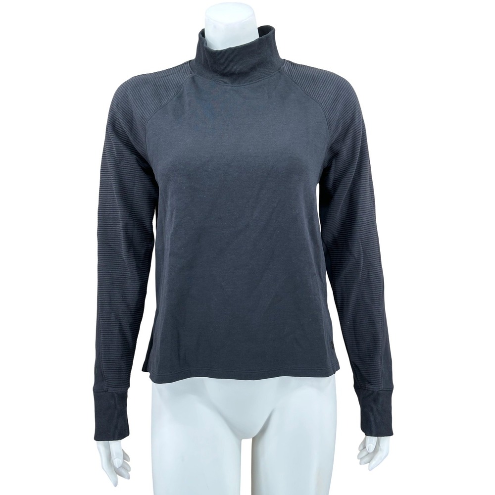 Under Armour Sweatshirt Womens Medium Black Mock‎ Neck Ribbed Long Sleeve Casual